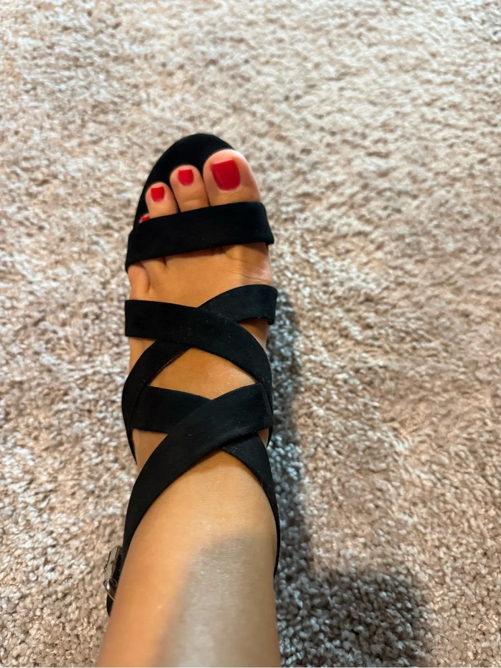 Forever 21 Black Strappy Wedge Sandals